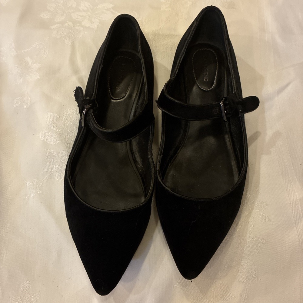 Mary Jane Black Velvet Lands End Shoes Fair Condition